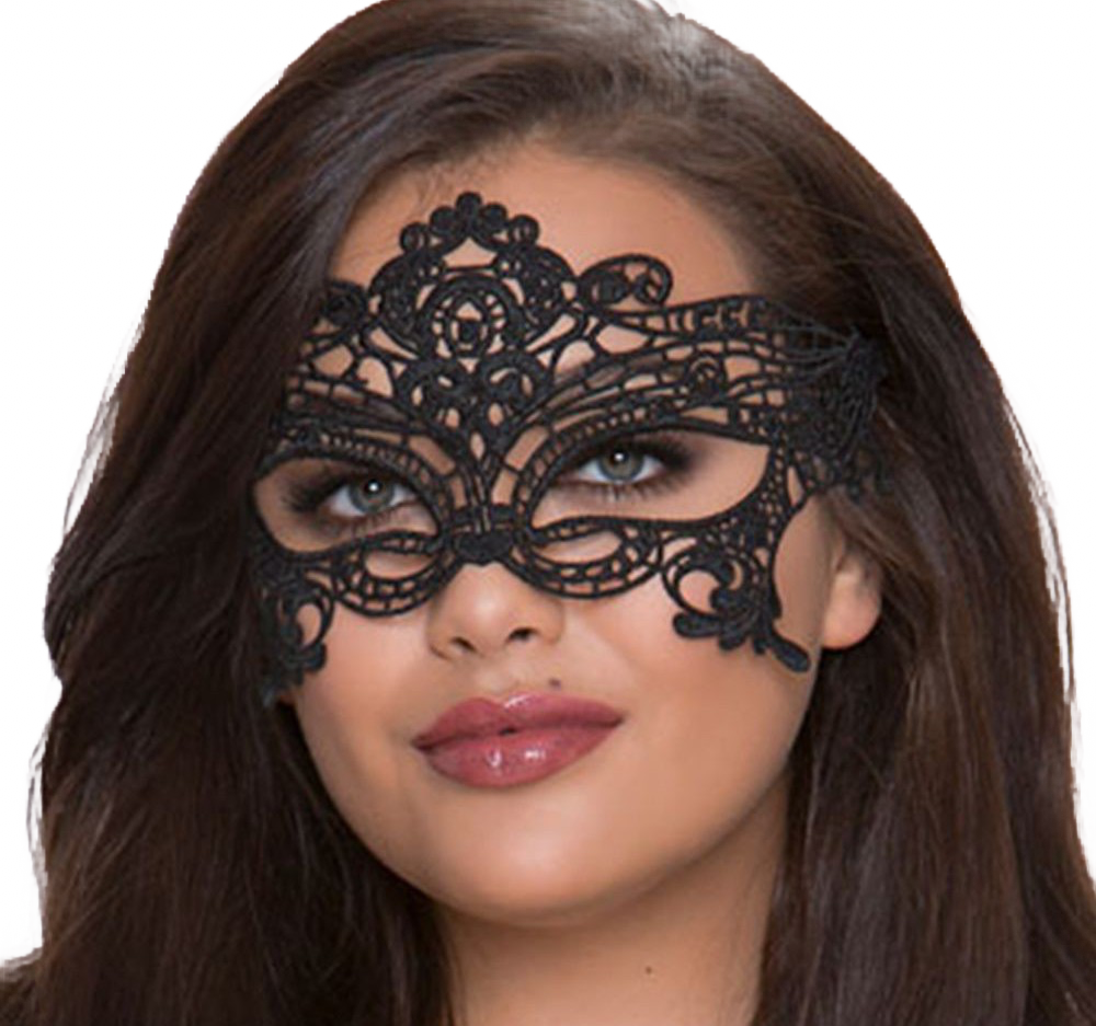 QUEEN LINGERIE - WIDE BLACK LACE MASK