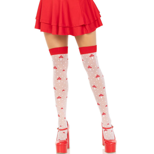 LEG AVENUE - MUSHROOM HIGH SOCKS RED/WHITE