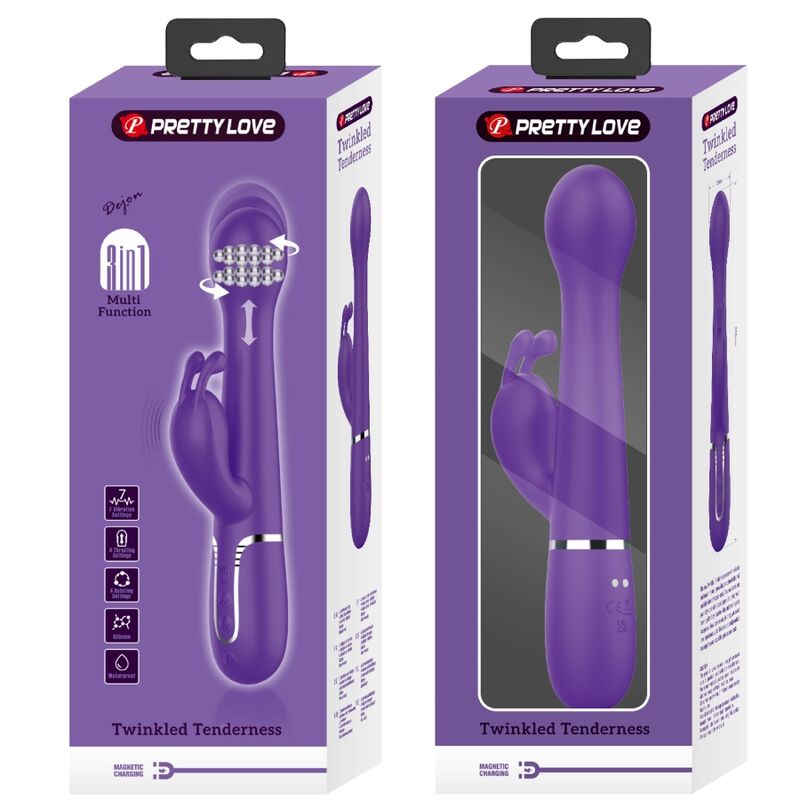 PRETTY LOVE - DEJON RABBIT VIBRATOR 3 IN 1 MULTIFUNCTION PURPLE