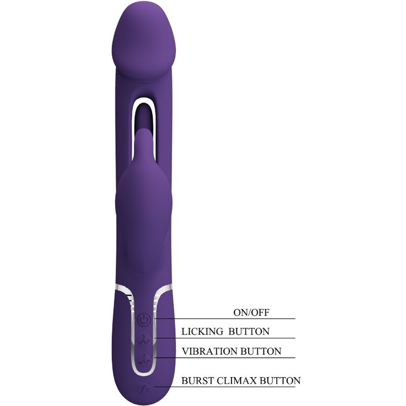 PRETTY LOVE - KAMPAS RABBIT 3 IN 1 MULTIFUNCTION VIBRATOR WITH TONGUE VIOLET