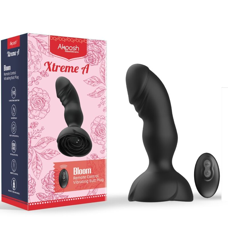 ARMONY - EXTREME A BLOOM ROSE VIBRATOR & ANAL PLUG REMOTE CONTROL BLACK