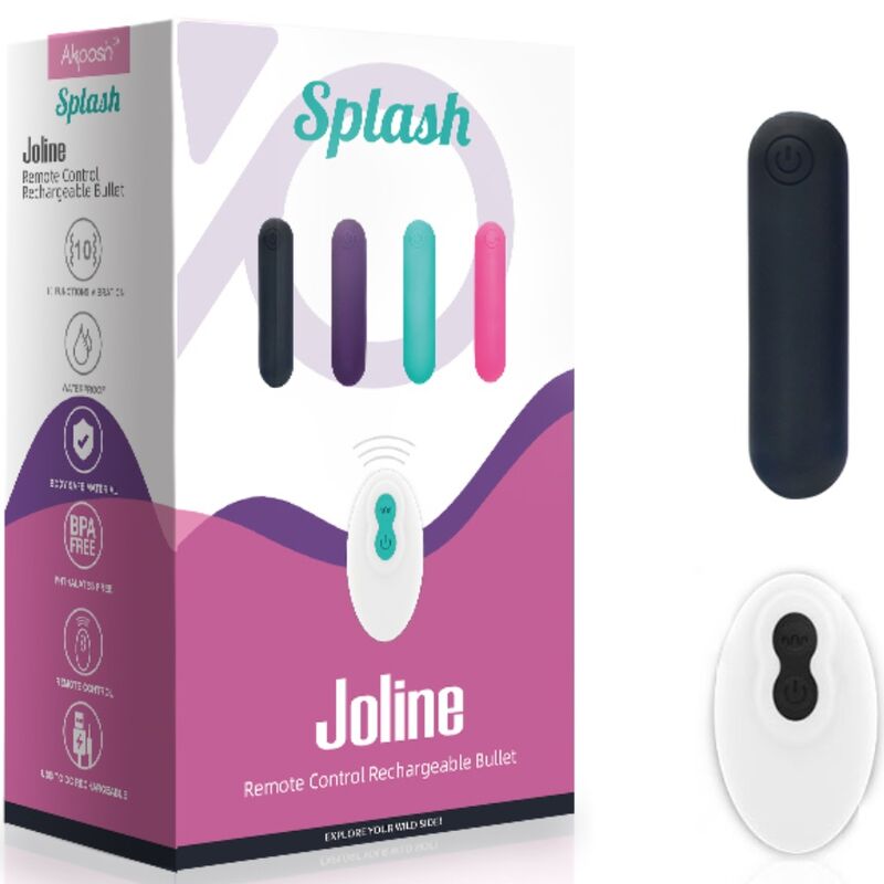 ARMONY - SPLASH JOLINE VIBRATOR BULLET SILICONE REMOTE CONTROL 10 VIBRATIONS 65 X 15 CM BLACK