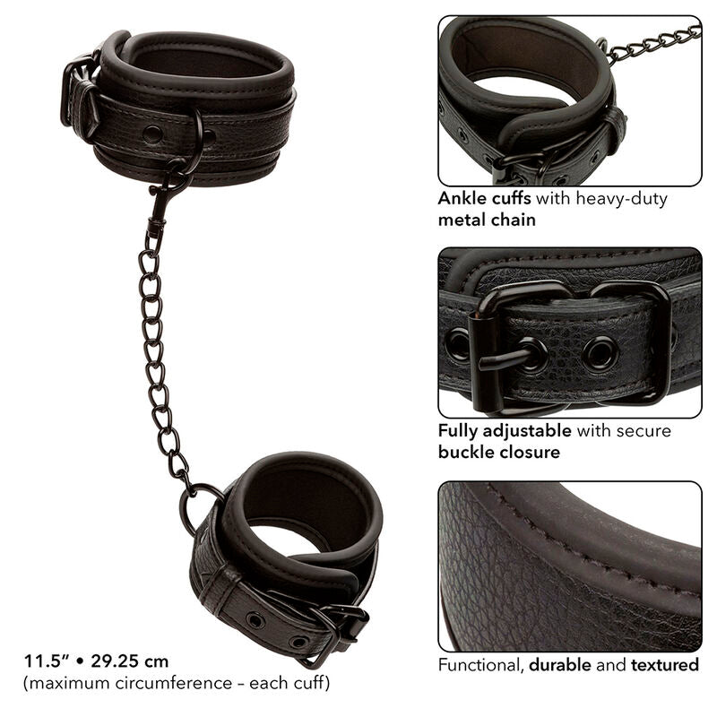 CALEXOTICS - NOCTURNAL ANKLE CUFFS LEATHER ADJUSTABLE BLACK