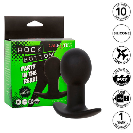 CALEXOTICS - ROCK BOTTOM ANAL PLUG 10 VIBRATIONS SILICONE BLACK