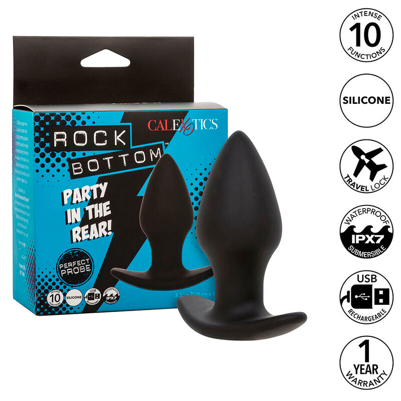 CALEXOTICS - ROCK BOTTOM PERFECT ANAL PLUG 10 VIBRATIONS SILICONE BLACK