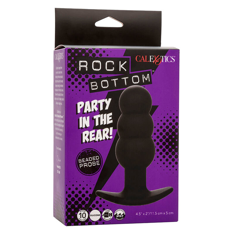 CALEXOTICS - ROCK BOTTOM BEADED ANAL PLUG 10 VIBRATIONS SILICONE BLACK