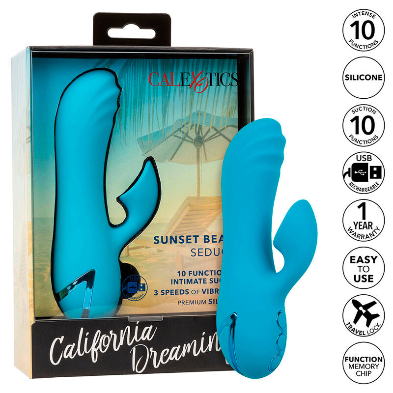 CALEXOTICS - SUNSET BEACH SEDUCER VIBRATOR & STIMULATOR 10 FUNCTIONS BLUE