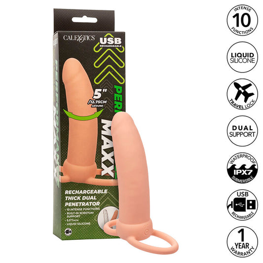 CALEXOTICS - MAXX THICK DUAL PENETRATOR 10 VIBRATIONS FLESH