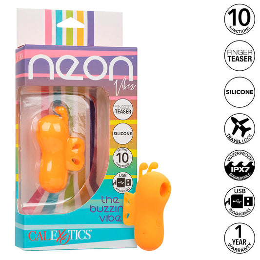 CALEXOTICS - NEON VIBES THE BUZZING VIBE FINGER STIMULATOR 10 VIBRATIONS ORANGE