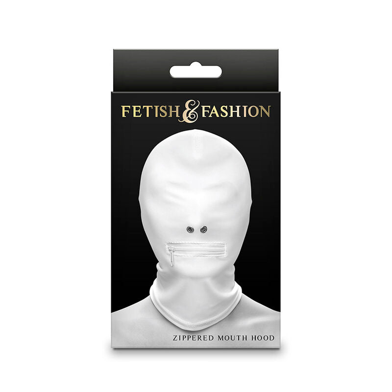 NS NOVELTIES - FETISH & FASHION CLOSED ZIPPERED MOUTH HOOD NYLON WHITE