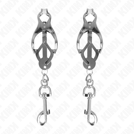 KINK - JAPANESE CLOVER NIPPLE CLAMPS WITH HOOKS SILVER