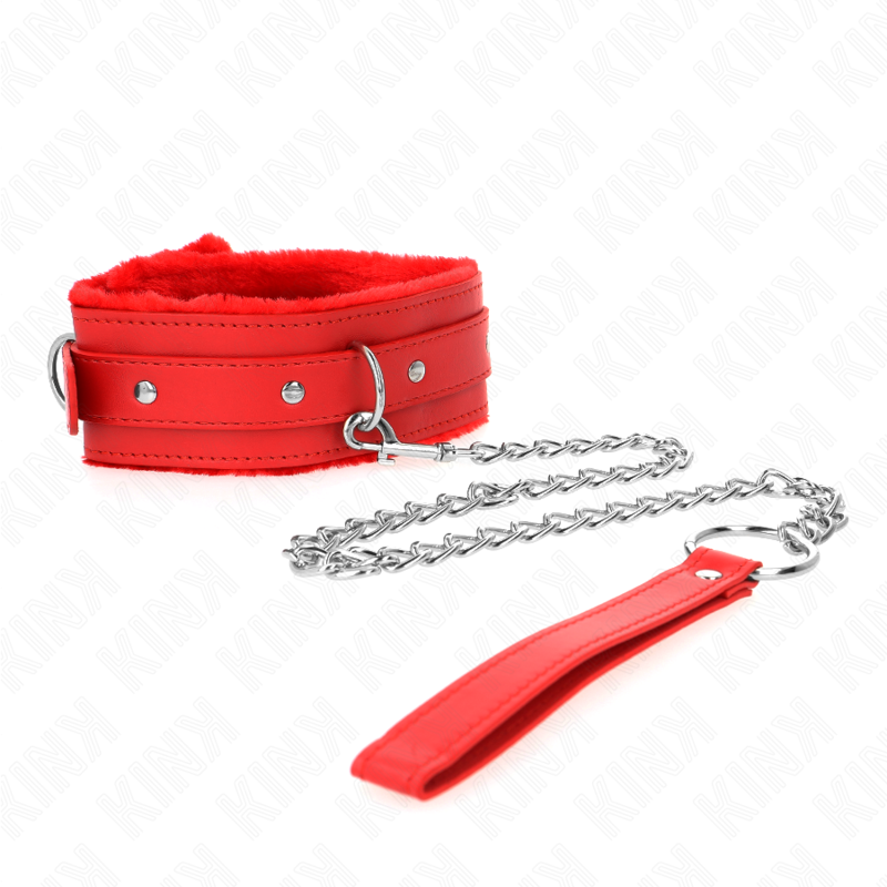 KINK - COLLAR WITH LEASH 65 CM WITH RESTRICTIONS RED 36-42 CM X 5.5 CM