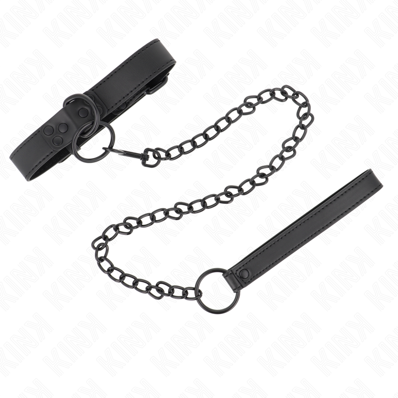 KINK - COLLAR WITH DARK LEASH 65 CM ADJUSTABLE 37-54 CM X 3 CM