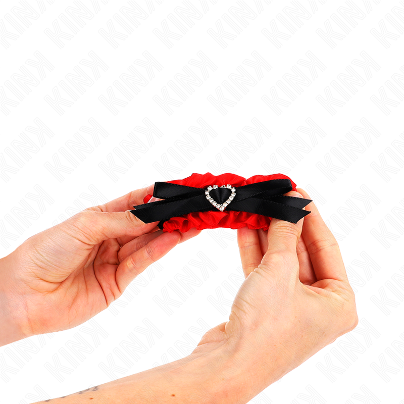 KINK - LACE ELASTIC WRIST RESTRAINTS RED HEART DETAILS ADJUSTABLE 22-35 CM