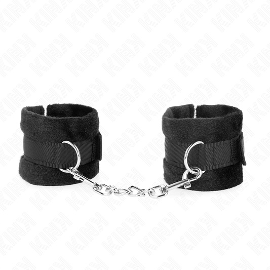 KINK - BEGINNER FUR HAND CUFFS BLACK 30 X 7 CM