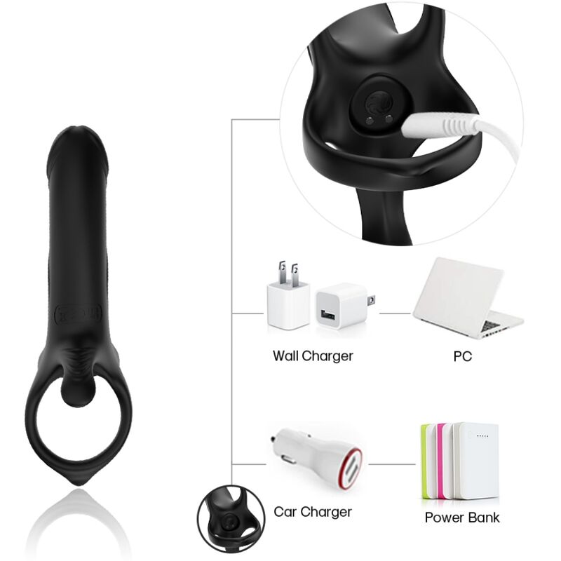 ARMONY - DILDO WITH RING & VIBRATOR BLACK