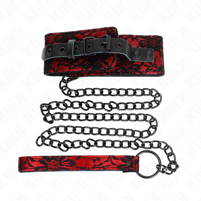 KINK - LACE NECKLACE WITH BELT WITH REAL LEATHER BELT 105 CM / 44 X 5.5 CM