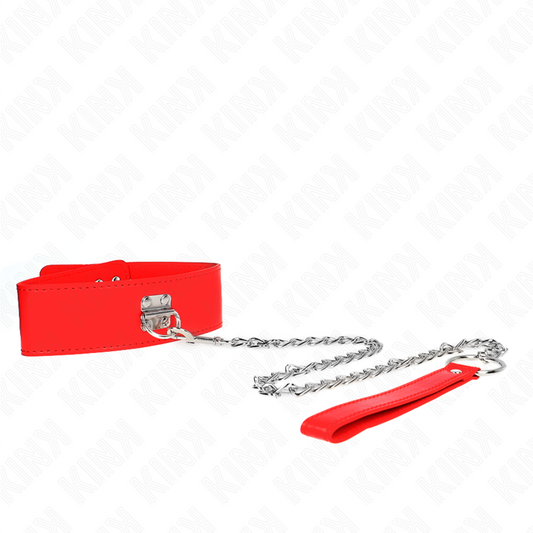 KINK - NECKLACE WITH BELT 65 CM WITH WIDE RED STRAP ADJUSTABLE 33.5-41 CM X 5 CM