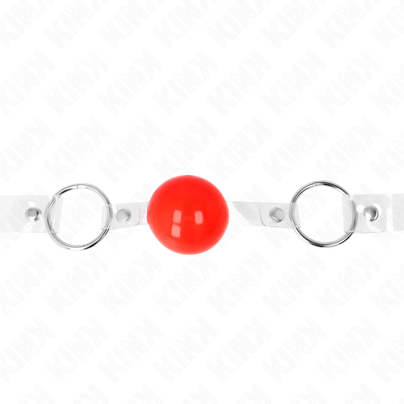 KINK - RED TRANSPARENT PVC BALL 4 CM GAG ADJUSTABLE