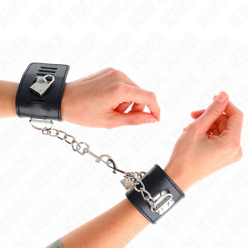 KINK - WRIST RESTRAINTS WITH PADLOCK CLOSURE BLACK ADJUSTABLE 16-23 CM X 5.5 CM