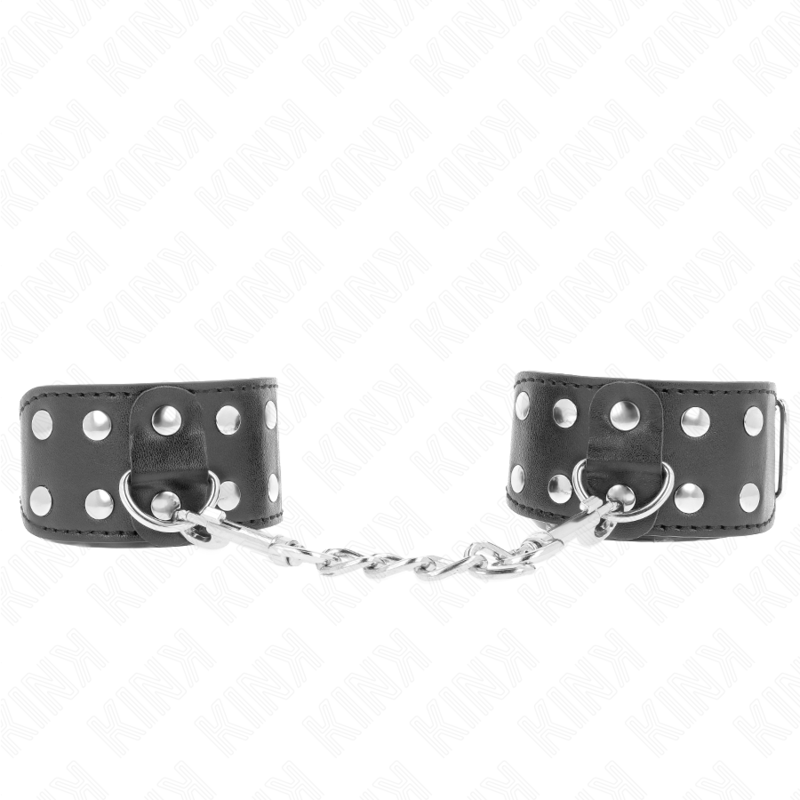 KINK - WRISTBANDS WITH DOUBLE LINE OF ADJUSTABLE STUDS BLACK