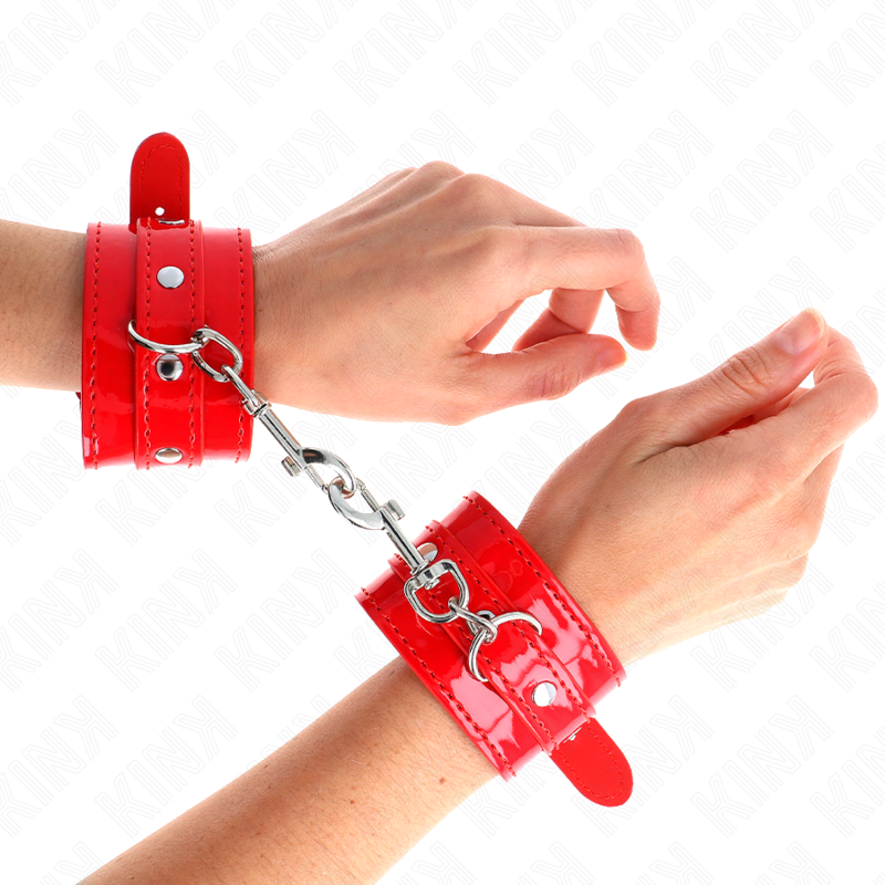 KINK - SHINY HAND CUFFS RED ADJUSTABLE 23-33 CM