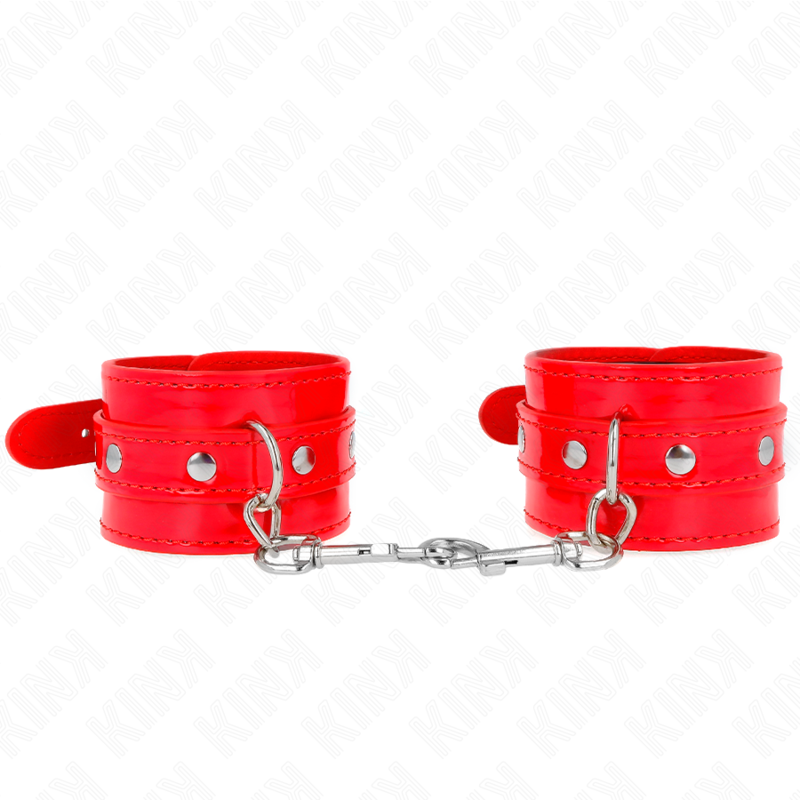 KINK - SHINY HAND CUFFS RED ADJUSTABLE 23-33 CM