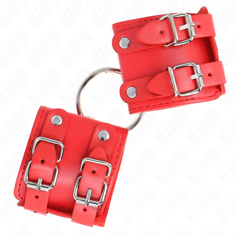 KINK - FIXED WRIST RESTRAINTS WITH RING AND STUDS ADJUSTABLE RED 17-22 CM X 6.5 CM