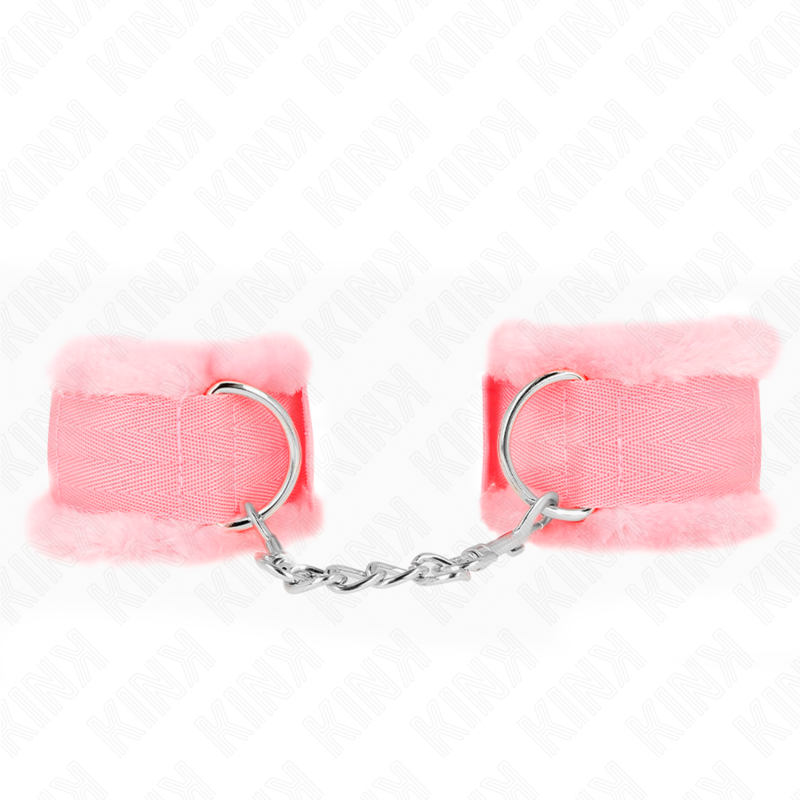 KINK - FURRY LINED WRIST RESTRAINTS PINK ADJUSTABLE 17-31 CM X 7 CM