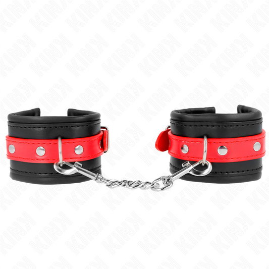 KINK - WRIST RESTRAINTS BLACK WITH RED BELT ADJUSTABLE 17-28 CM X 6 CM