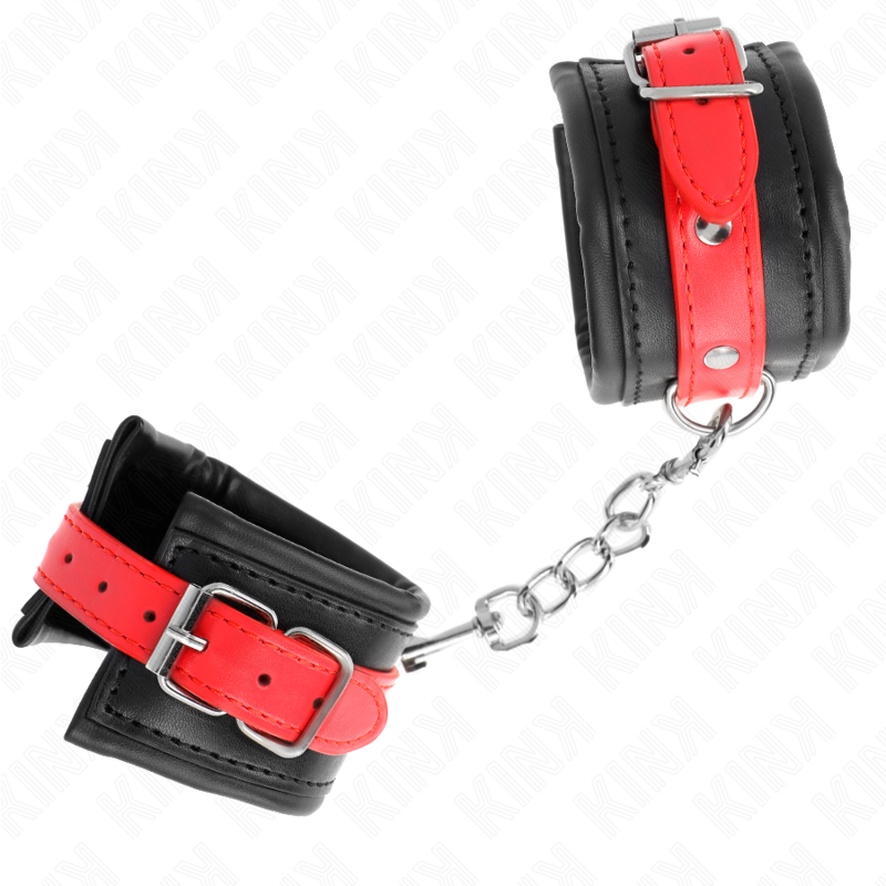 KINK - WRIST RESTRAINTS BLACK WITH RED BELT ADJUSTABLE 17-28 CM X 6 CM