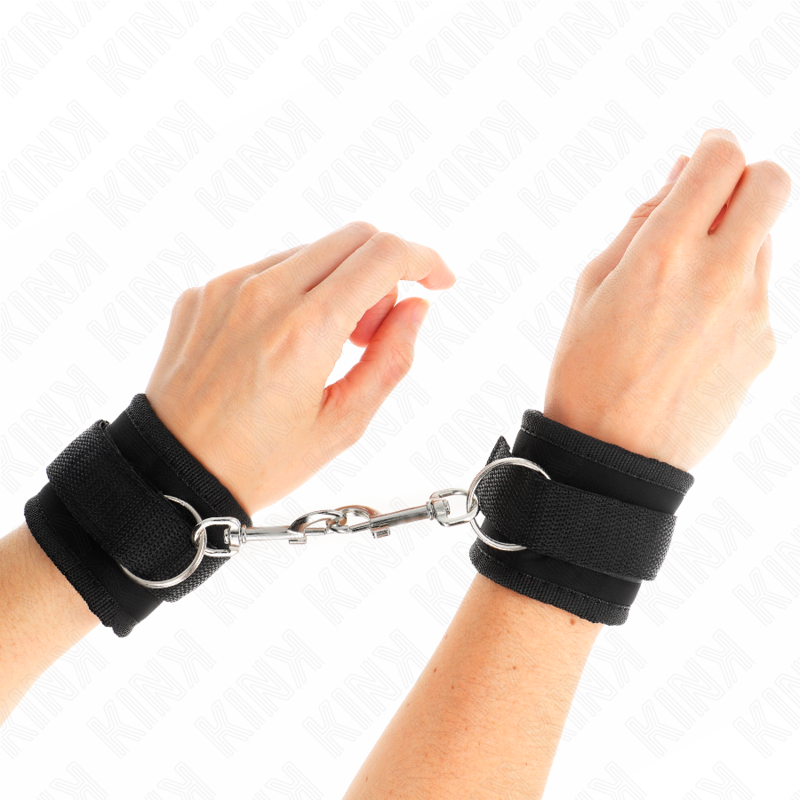 KINK - NYLON BIND HOOK&LOOP WRIST RESTRAINTS BLACK MODEL 2 ADJUSTABLE 18-35 CM X 6 CM