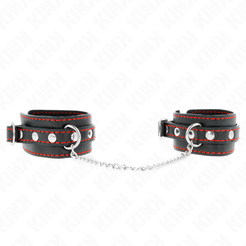 KINK - SMALL WRIST RESTRAINTS BLACK WITH RED LINING ADJUSTABLE 14-24 CM X 3.5 CM