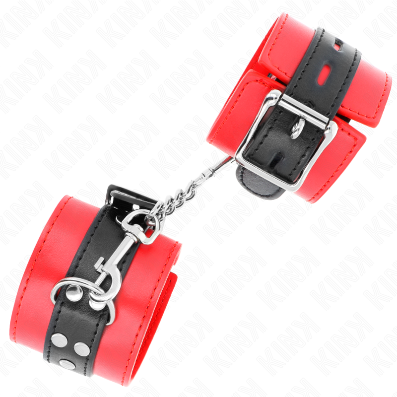 KINK - WRIST RESTRAINTS RED WITH BLACK BELT ADJUSTABLE 17-28 CM X 6 CM