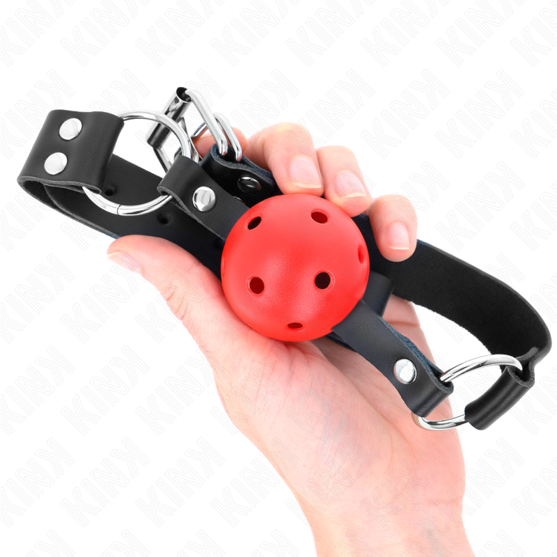 KINK - BREATHABLE BALL 4 CM GAG WITH DOUBLE RIVET RED 62.5 x 2.5 CM ADJUSTABLE 42-58 CM