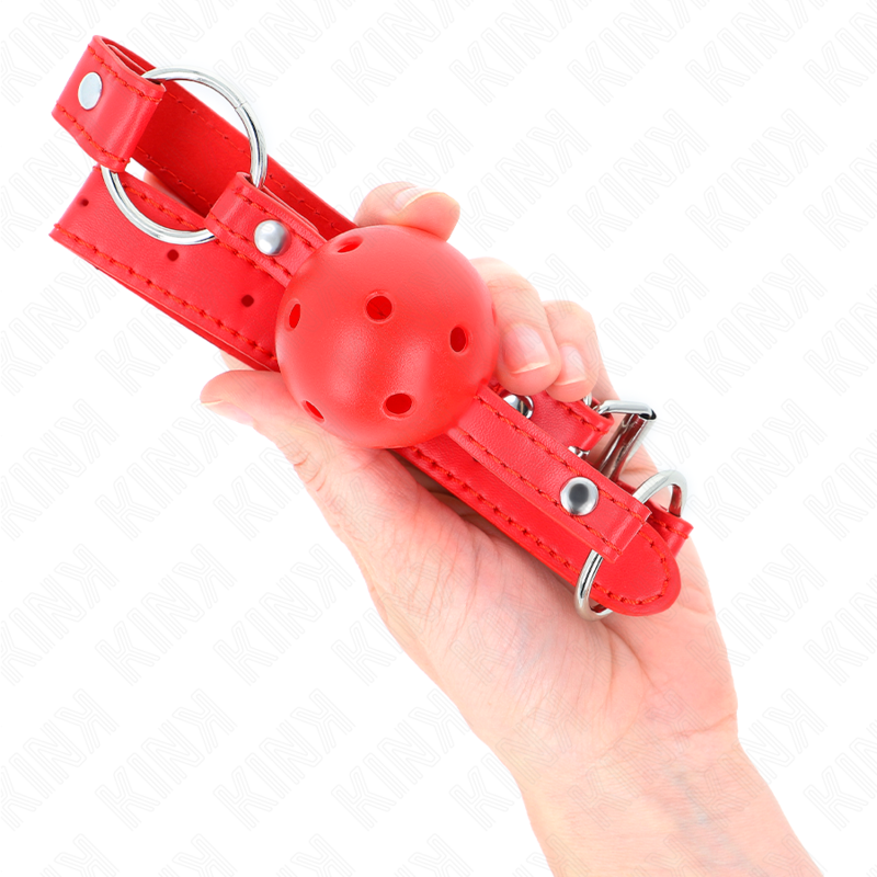 KINK - BREATHABLE BALL 4 CM GAG WITH DOUBLE RIVET MODEL 1 RED 62.5 x 2.5 CM ADJUSTABLE 42-58 CM