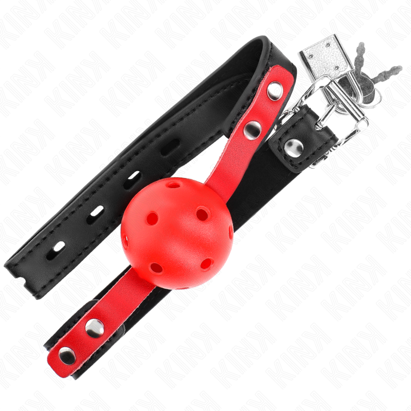 KINK - RED HOLLOW HARD BALL 4 CM GAG BLACK STRAP 60 x 2 CM ADJUSTABLE 37-52 CM