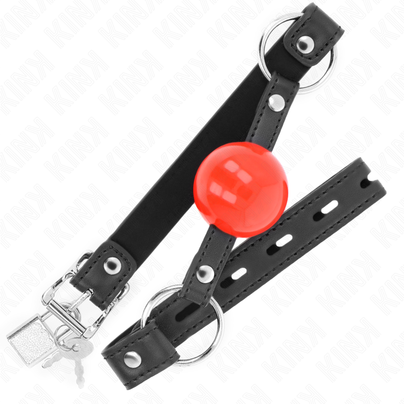 KINK - BALL 4 CM GAG WITH LOCK RED BALL BLACK STRAP 60 x 2 CM