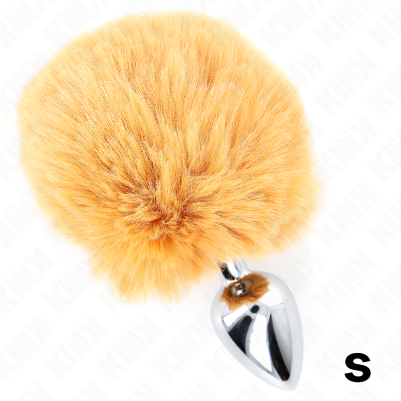 KINK - STAINLESS STEEL PLUG 7 x 3 CM WITH BEIGE FAUX FUR RABBIT TAIL 8 CM