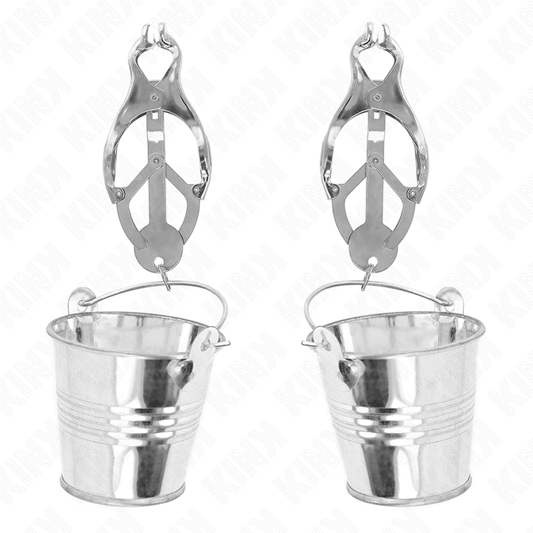 KINK - JAPANESE CLOVER NIPPLE CLAMPS WITH BUCKETS SILVER