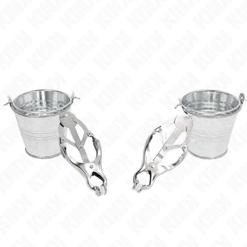 KINK - JAPANESE CLOVER NIPPLE CLAMPS WITH BUCKETS SILVER