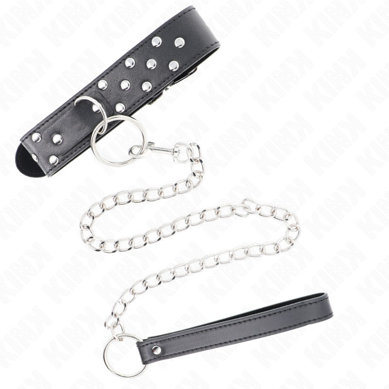 KINK - RING RIVET STRAP NECKLACE WITH BELT 65 CM BLACK ADJUSTABLE 36-50 CM X 3.8 CM