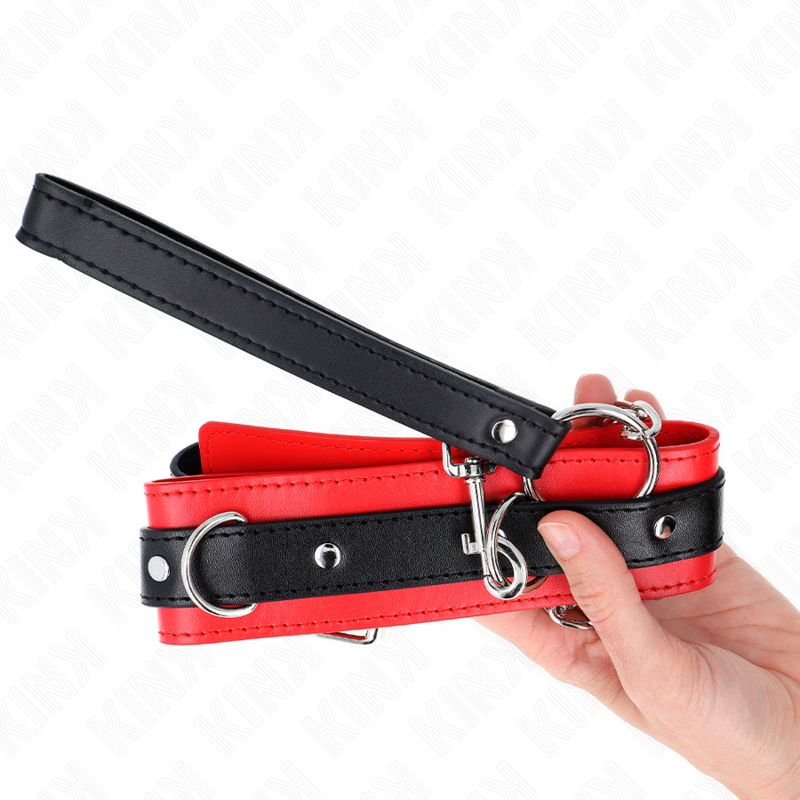 KINK - BASIC MODEL COLLAR WITH LEASH 65 CM MODEL 3 RED 53 X 5 CM