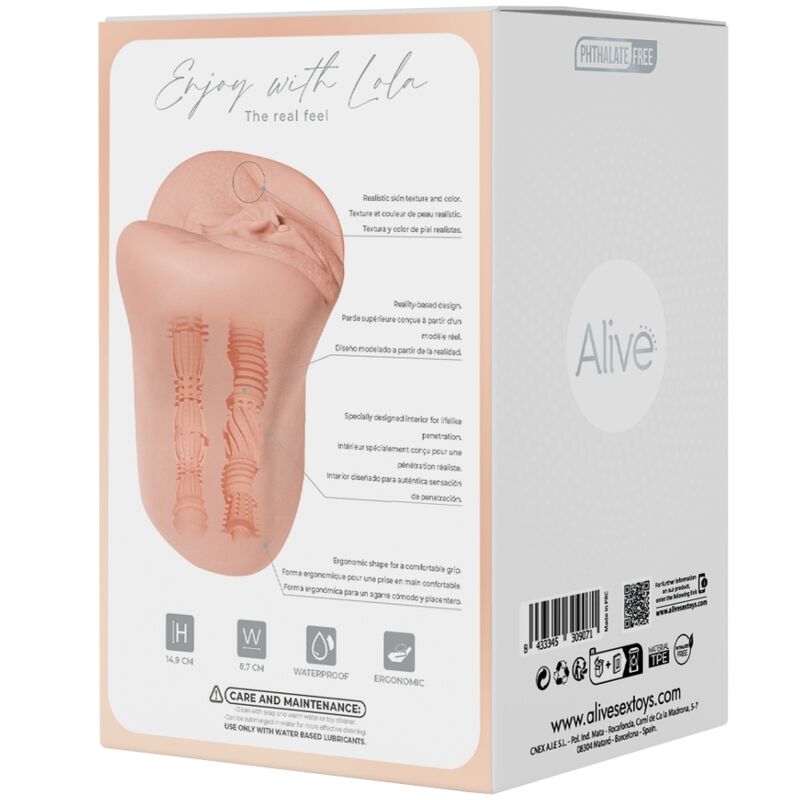 ALIVE - LOLA DOUBLE MALE MASTURBADOR VAGINAL & ANAL SUPER REALISTIC FLESH