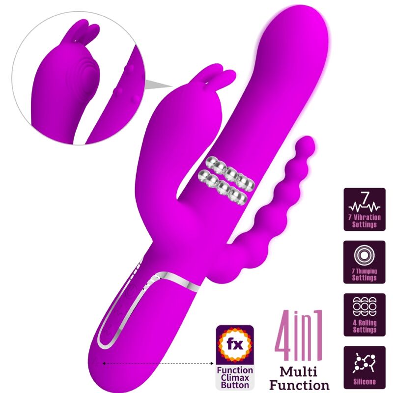 PRETTY LOVE - CAMMY TRIPLE VIBRATOR MULTIFUNCTION 4 IN 1 PINK