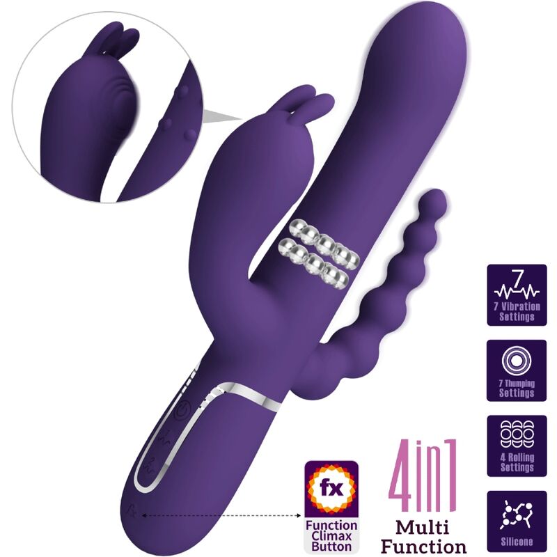 PRETTY LOVE - CAMMY TRIPLE VIBRATOR MULTIFUNCTION 4 IN 1 PURPLE