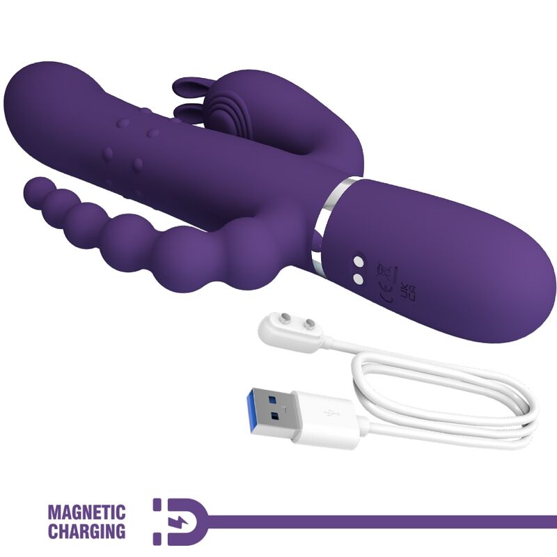 PRETTY LOVE - CAMMY TRIPLE VIBRATOR MULTIFUNCTION 4 IN 1 PURPLE