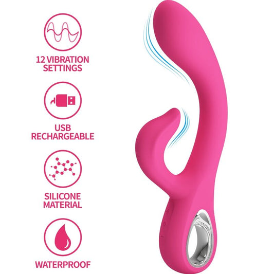 PRETTY LOVE - FRITZ RABBIT VIBRATOR 12 VIBRATIONS PINK