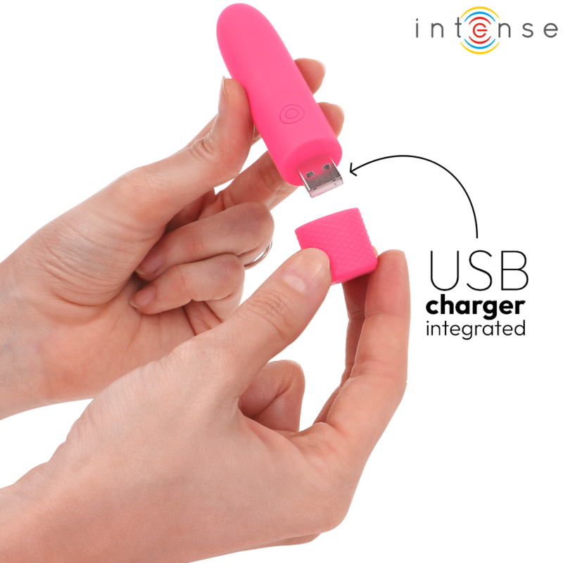 INTENSE - SYMONE USB RECHARGEABLE VIBRATING BULLET 8 VIBRATIONS PINK 10 X 2.2 CM