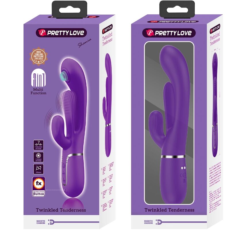 PRETTY LOVE - SHANIA TRIPLE RABBIT VIBRATOR MULTIFUNCTION PURPLE